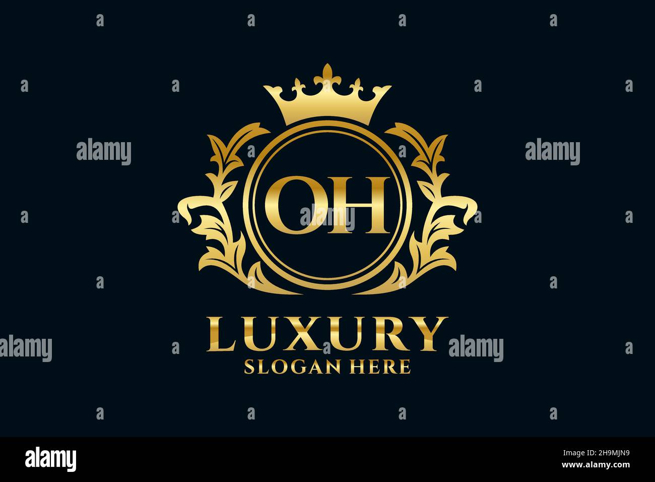 OH Letter Royal Luxury Logo-Vorlage in Vektorgrafik für luxuriöse Branding-Projekte und andere Vektorgrafik. Stock Vektor