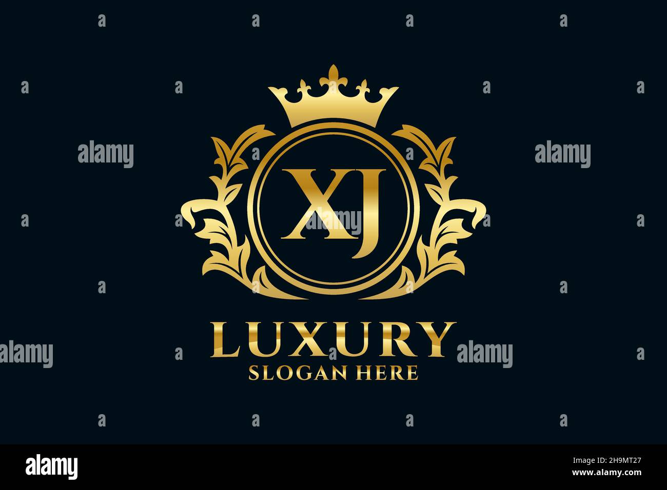 XJ Letter Royal Luxury Logo-Vorlage in Vektorgrafiken für luxuriöse Branding-Projekte und andere Vektorgrafiken. Stock Vektor