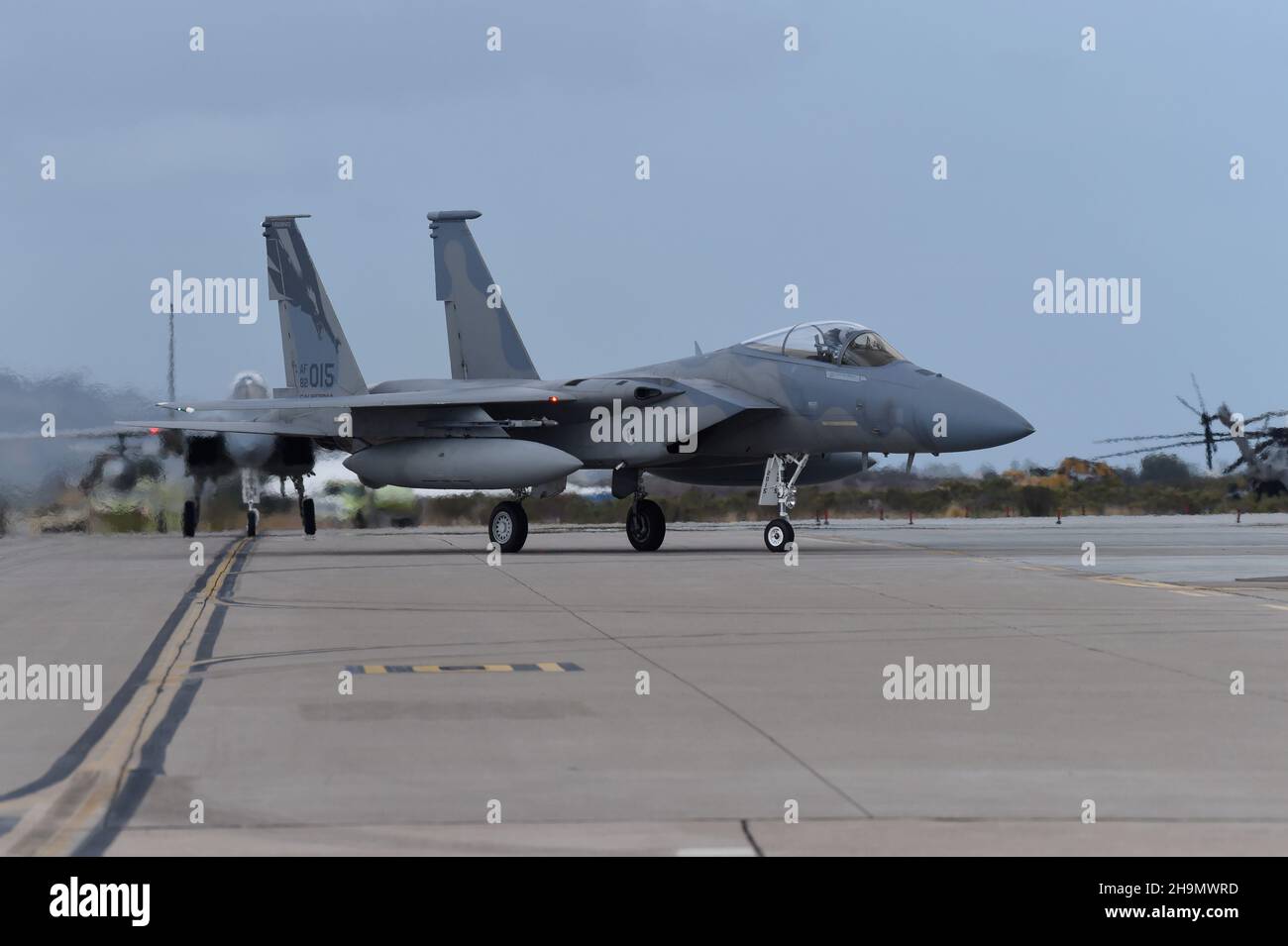 F-15 C Taxis am MCAS Miramar, San Diego, Kalifornien Stockfoto