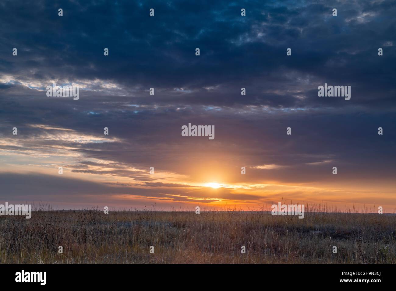 Ft. Niobrara NWR, Sonnenuntergang, Spätherbst, Valentinstag, Nebraska, USA, von Dominique Braud/Dembinsky Photo Assoc Stockfoto