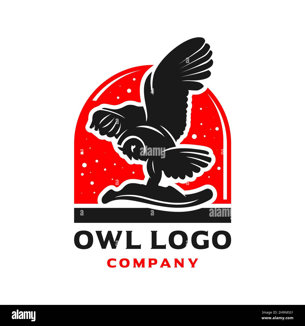 Eule Logo Design mit Kreisen Stockfoto