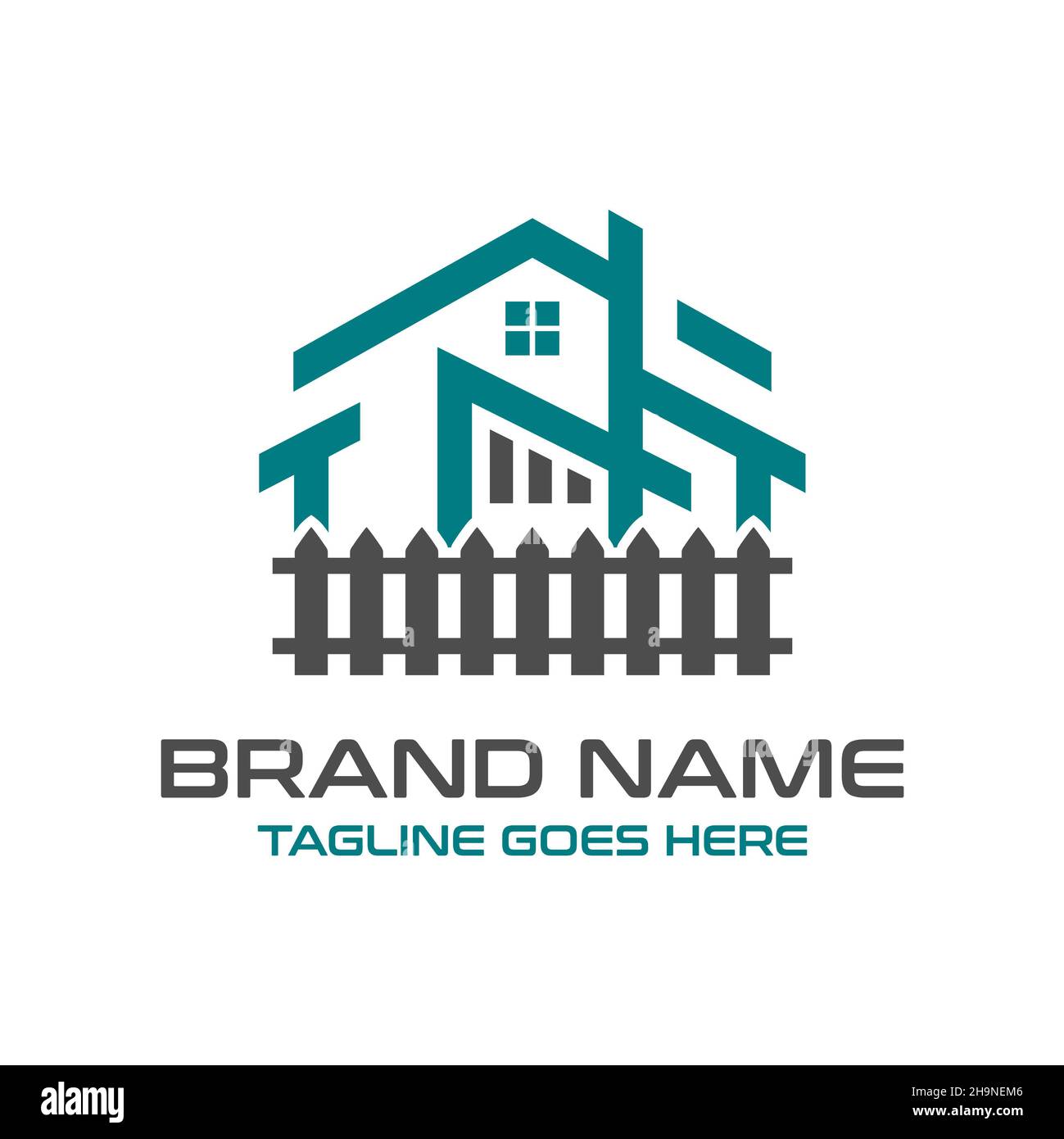 Home Logo Design und Hecken Stockfoto