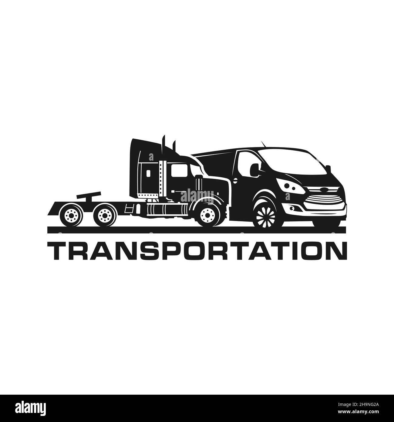 Logo-Design von Container-Lkw und Transportern Stockfoto