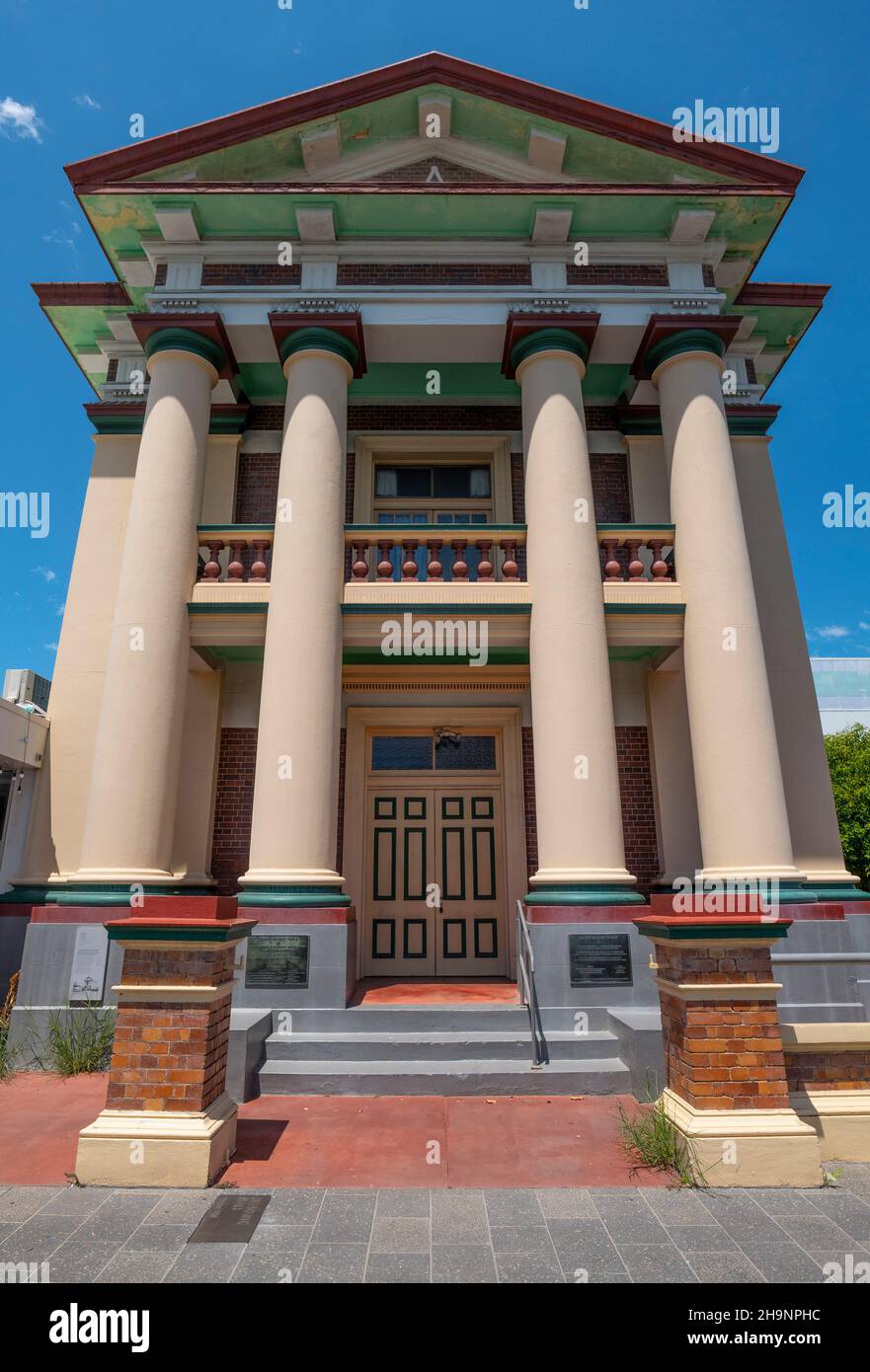 Mackay Masonic Temple ist eine denkmalgeschützte Freimaurertempel in 57 Wood Street, Mackay, Mackay Region, Queensland, Australien Stockfoto