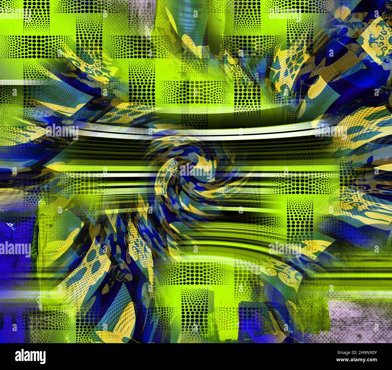 Textil Regenbogen Glitch künstlerische Collage Textur Hintergrund. Unregelmäßige Blutung Aquarell Krawatte Farbmuster. Stockfoto