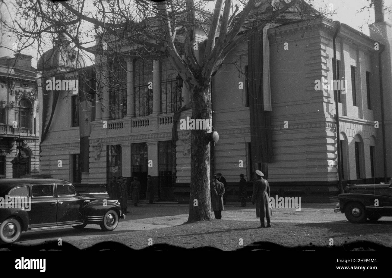 Rumunia, Bukarest, 1949-01-25. Pa³ac Wielkiego Zgromadzenia Narodowego Rumuñskiej Republiki Ludowej. bk PAP Rumänien, Bukarest, 25. Januar 1949. Der Palast der Großen Nationalversammlung der Volksrepublik Rumänien. bk PAP Stockfoto