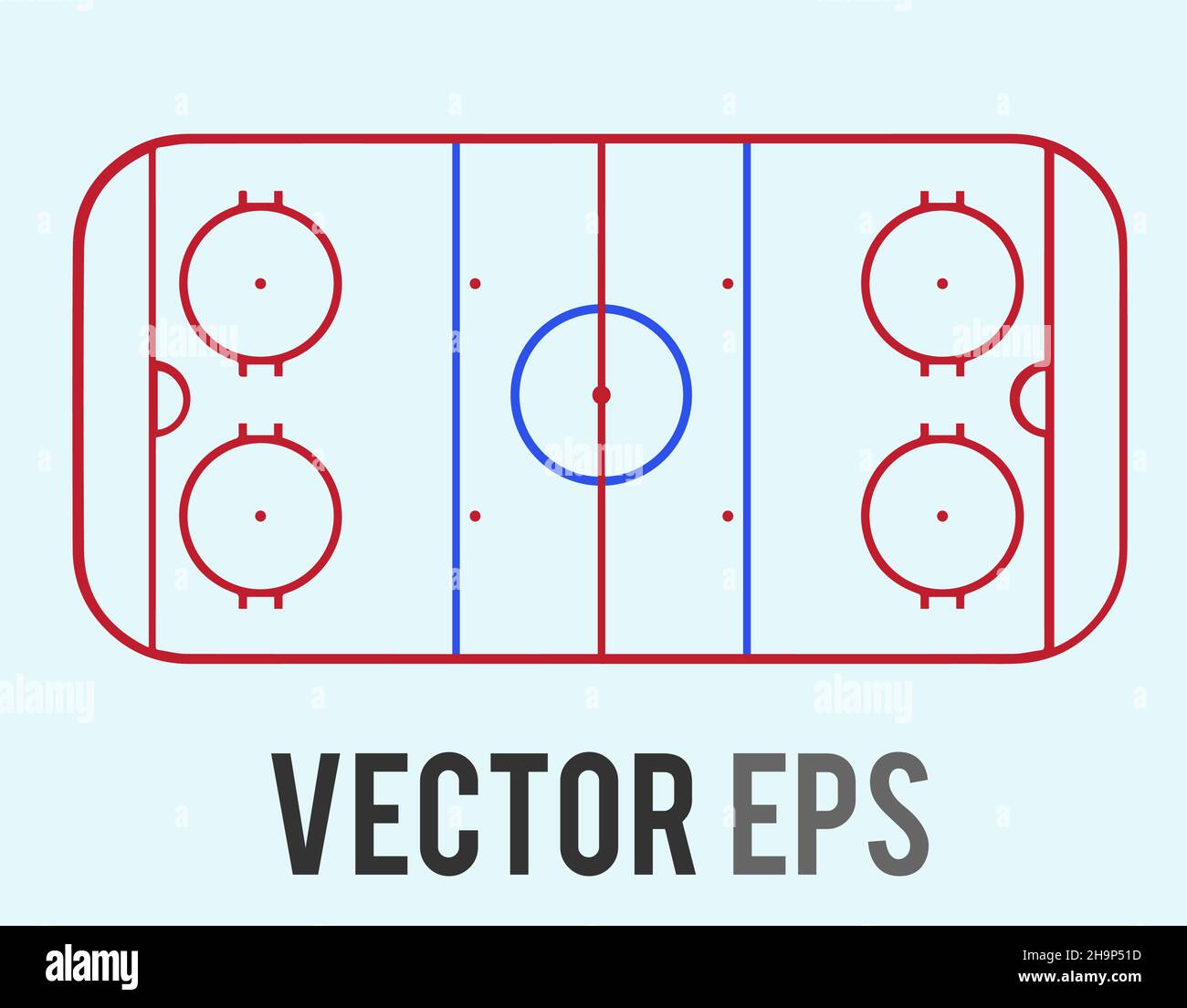 Der isolierte Vektor blank Eishockey Court Planungsplatine für Teamtrainer aus der Draufsicht Stock Vektor