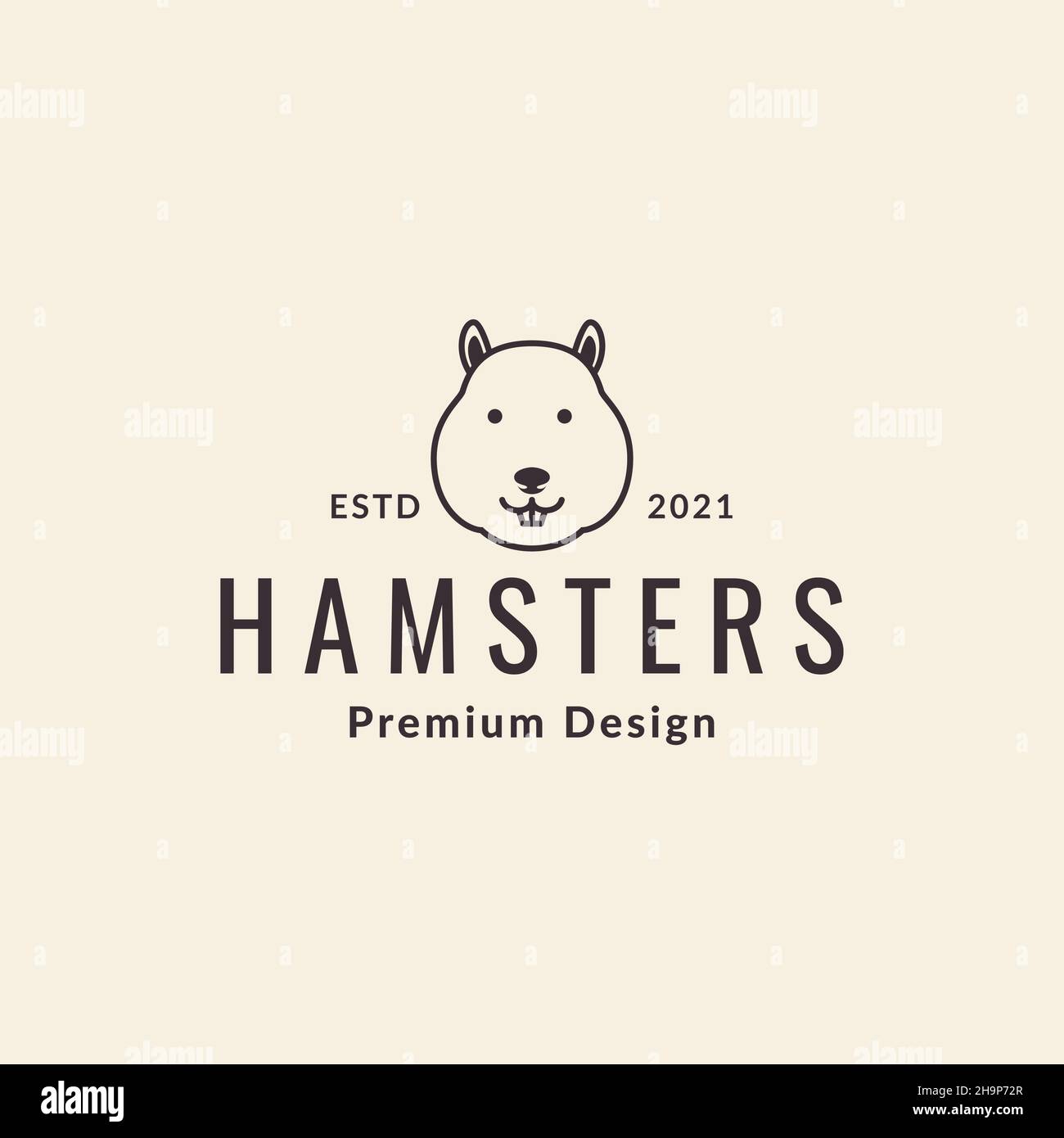Linie Kopf niedlich Hamster Hipster Logo Symbol Symbol Vektor Grafik Design Illustration Idee kreativ Stock Vektor