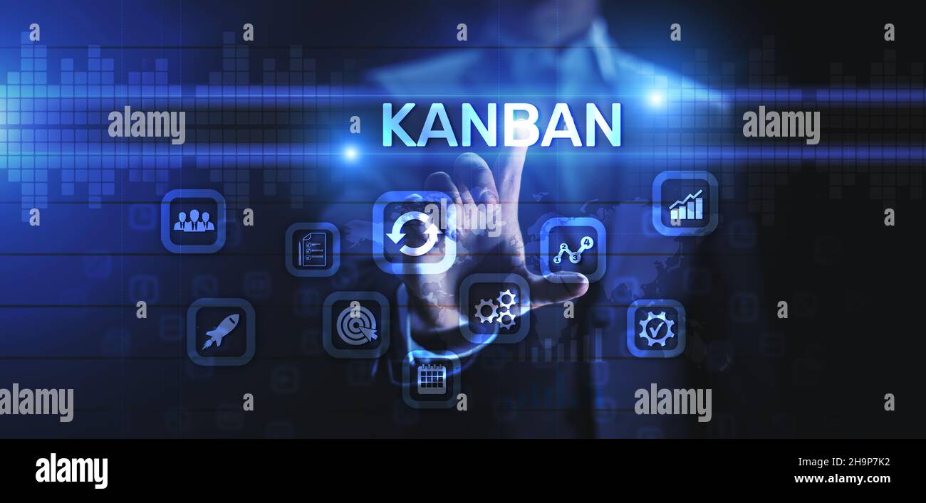 Kanban agile Projektmanagement Workflow Geschäftsprozessoptimierung. Stockfoto