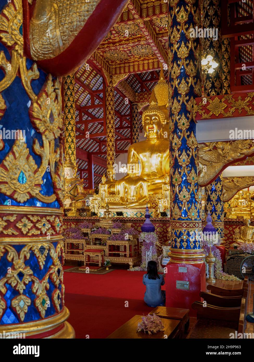 Golden Buddha, Wat Suan Dok, Chiang Mai, Thailand, Asien Stockfoto