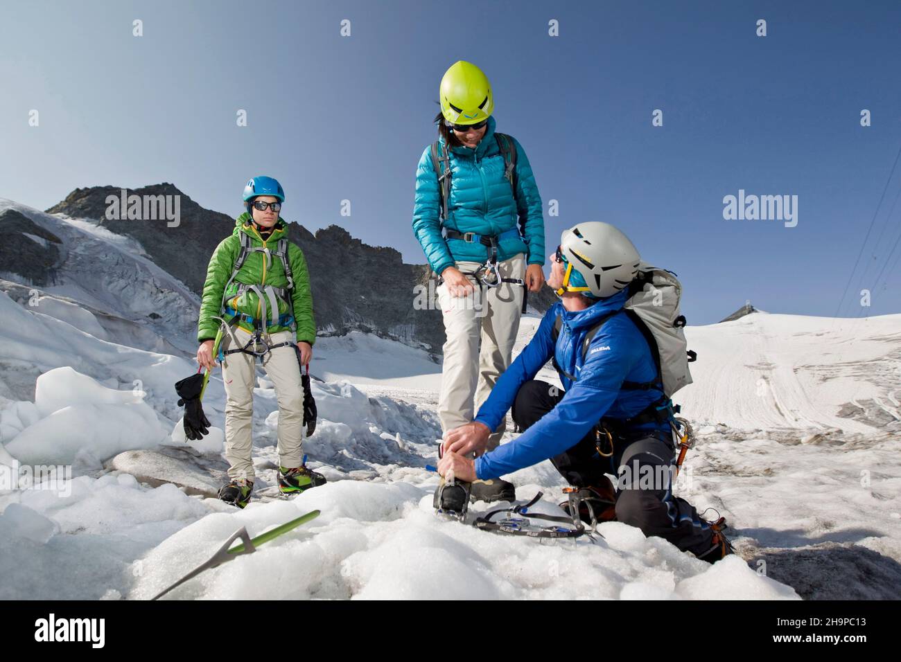 La Grave (Französische Alpen, Südostfrankreich): Wanderung auf dem Girose-Gletscher, im Ecrins-Massiv, mit einem Hochgebirgsführer von La Compagnie Oisans-EC Stockfoto