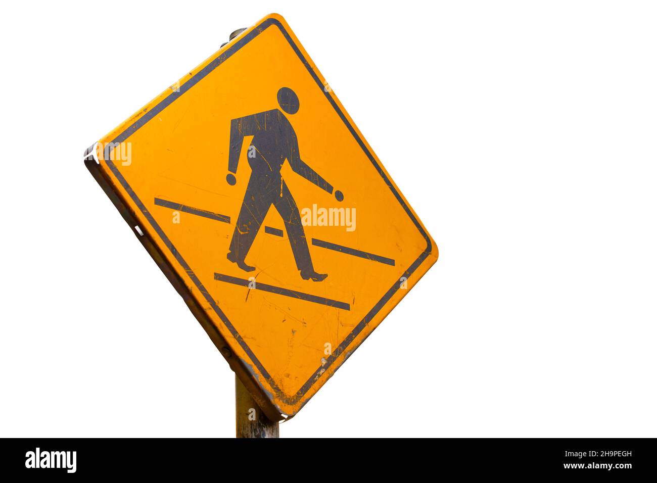 Männliche Fußgänger Menschen zu Fuß Straße Schild Abzeichen Banner isoliert auf weiß Stockfoto