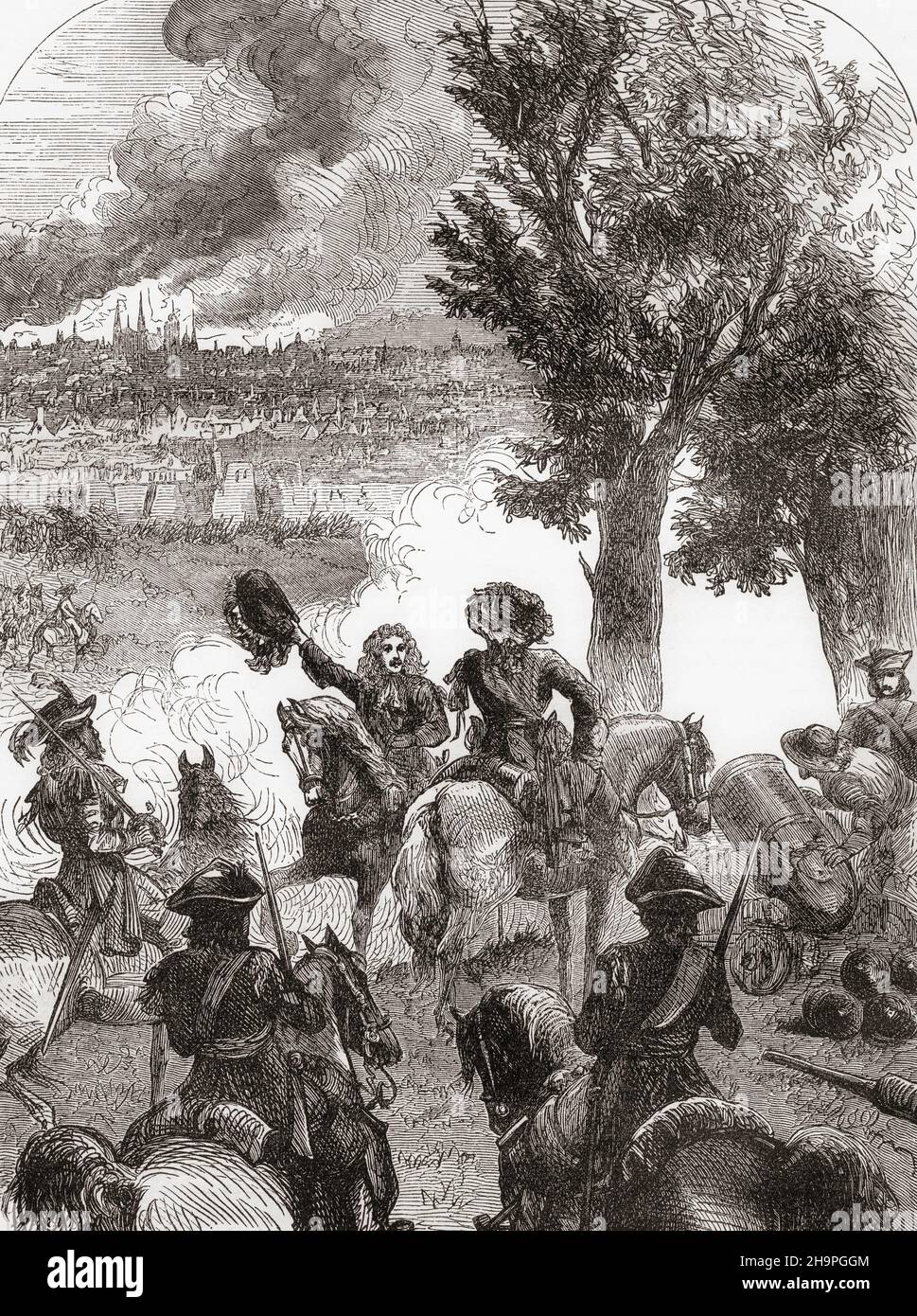 Die Bombardierung von Brüssel, 1695, durch die Truppen Ludwigs XIV. Während des neun-Jahres-Krieges. Aus Cassells Illustrated History of England, veröffentlicht um 1890. Stockfoto