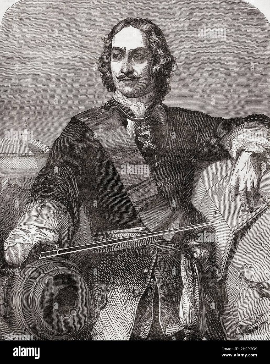 Peter der große, Peter I., 1672 – 1725. Herrscher des Zardoms von Russland und später des Russischen Reiches. Aus Cassells Illustrated History of England, veröffentlicht um 1890. Stockfoto