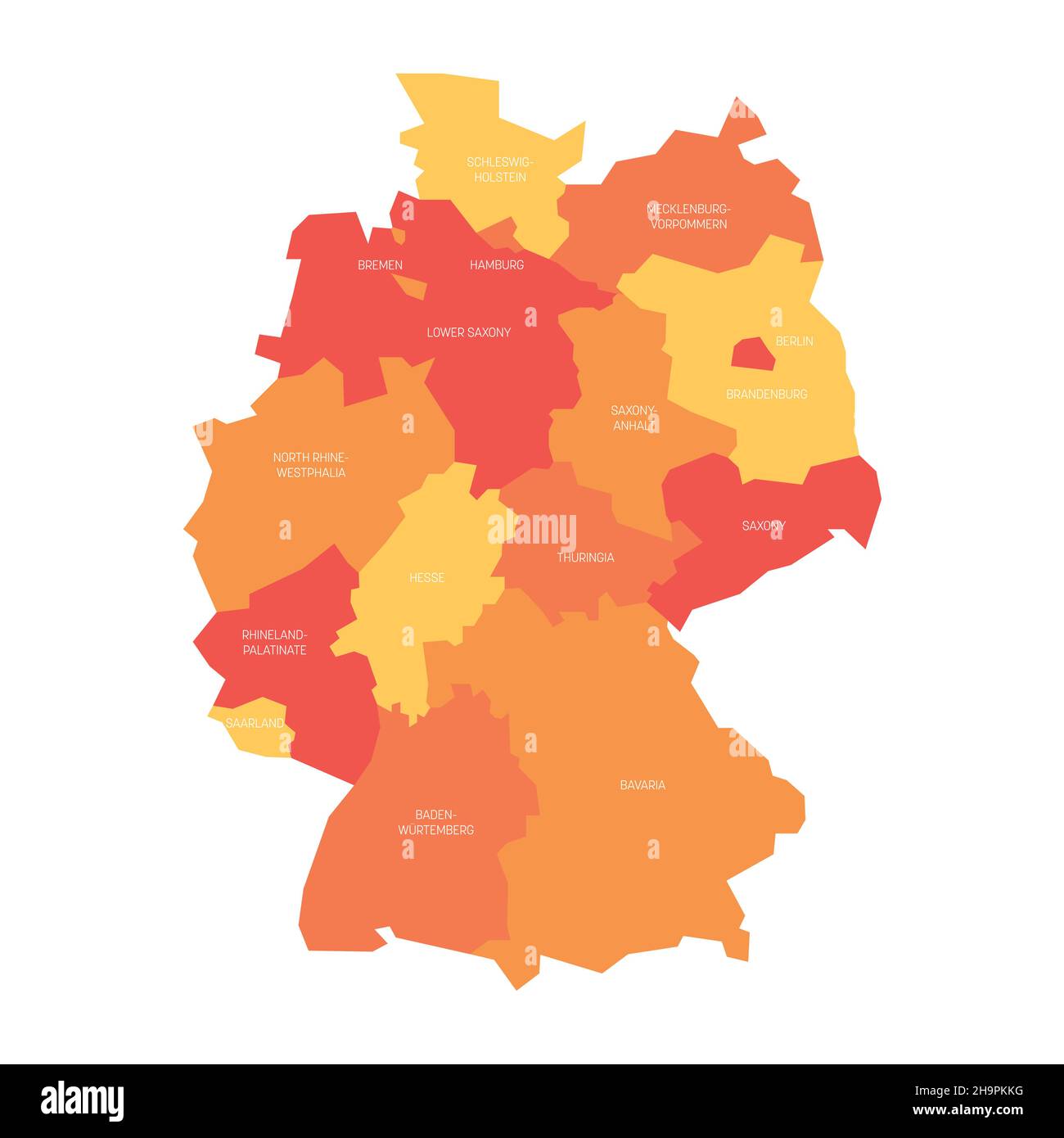 Deutschland - Karte der Bundesstaaten und Stadtstaaten Stock