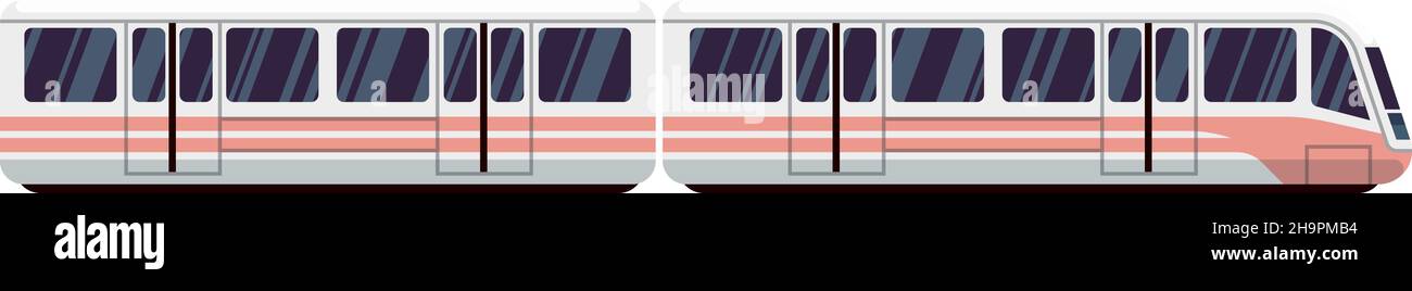 Zugsymbol. Moderne elektrische U-Bahn- oder Bahnverbindungen Stock Vektor
