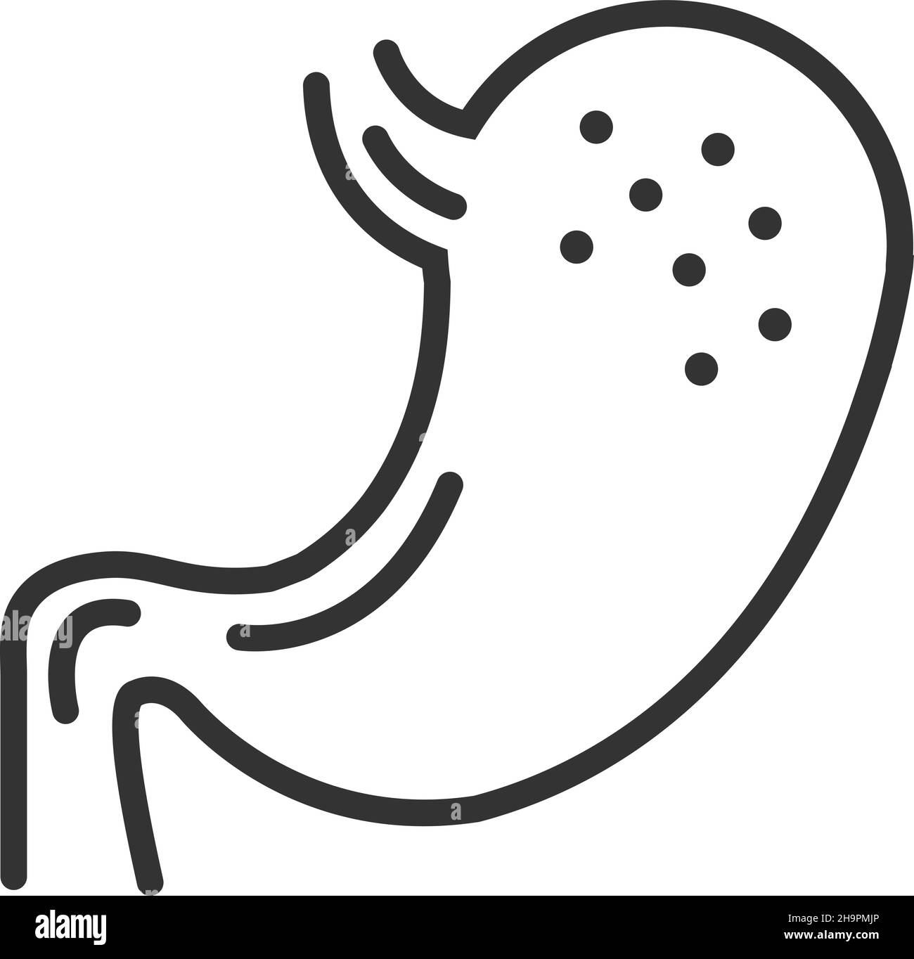 Magensymbol. Verdauung menschlichen Organs in Linie Stil Stock Vektor