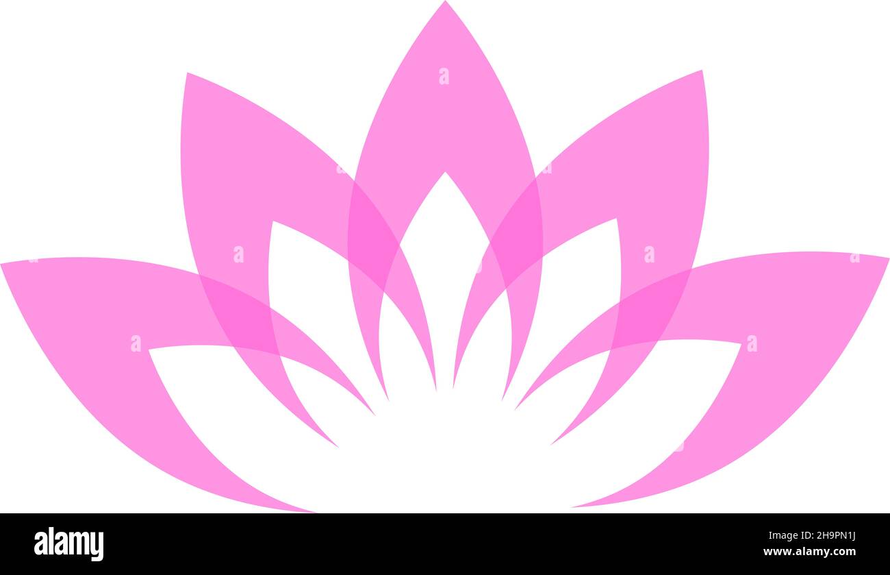 Pinkfarbenes Lotuslogo. Asiatische traditionelle Blume. Spirituelles Symbol Stock Vektor