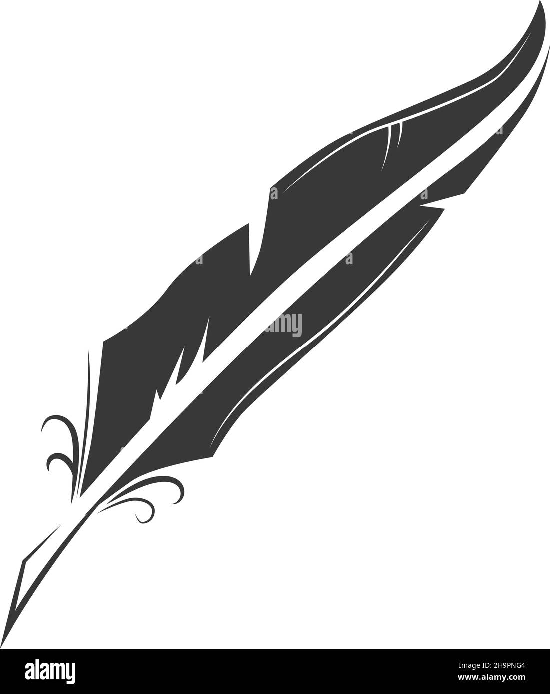 Federsymbol. Vogelfeder. Retro-Schreibwerkzeug Stock Vektor