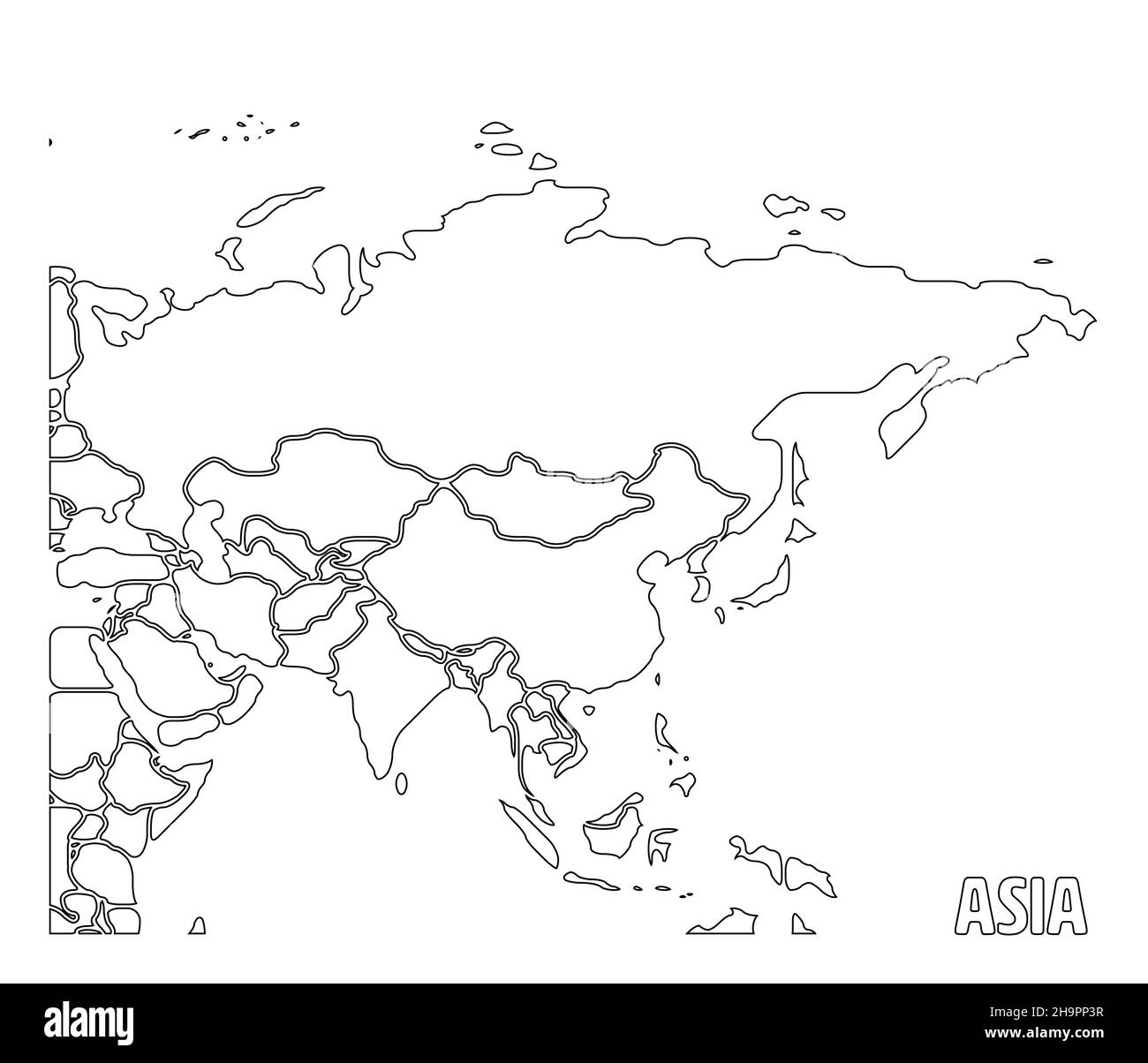 Glatte Karte des asiatischen Kontinents Stock Vektor