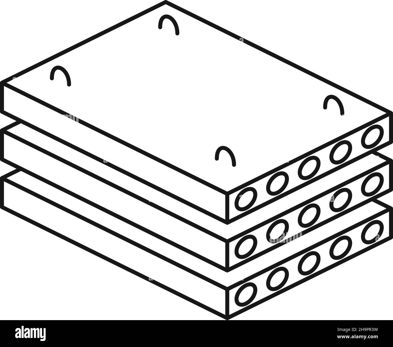 Symbol für Hohlblöcke aus Beton. Baumaterial Stock Vektor