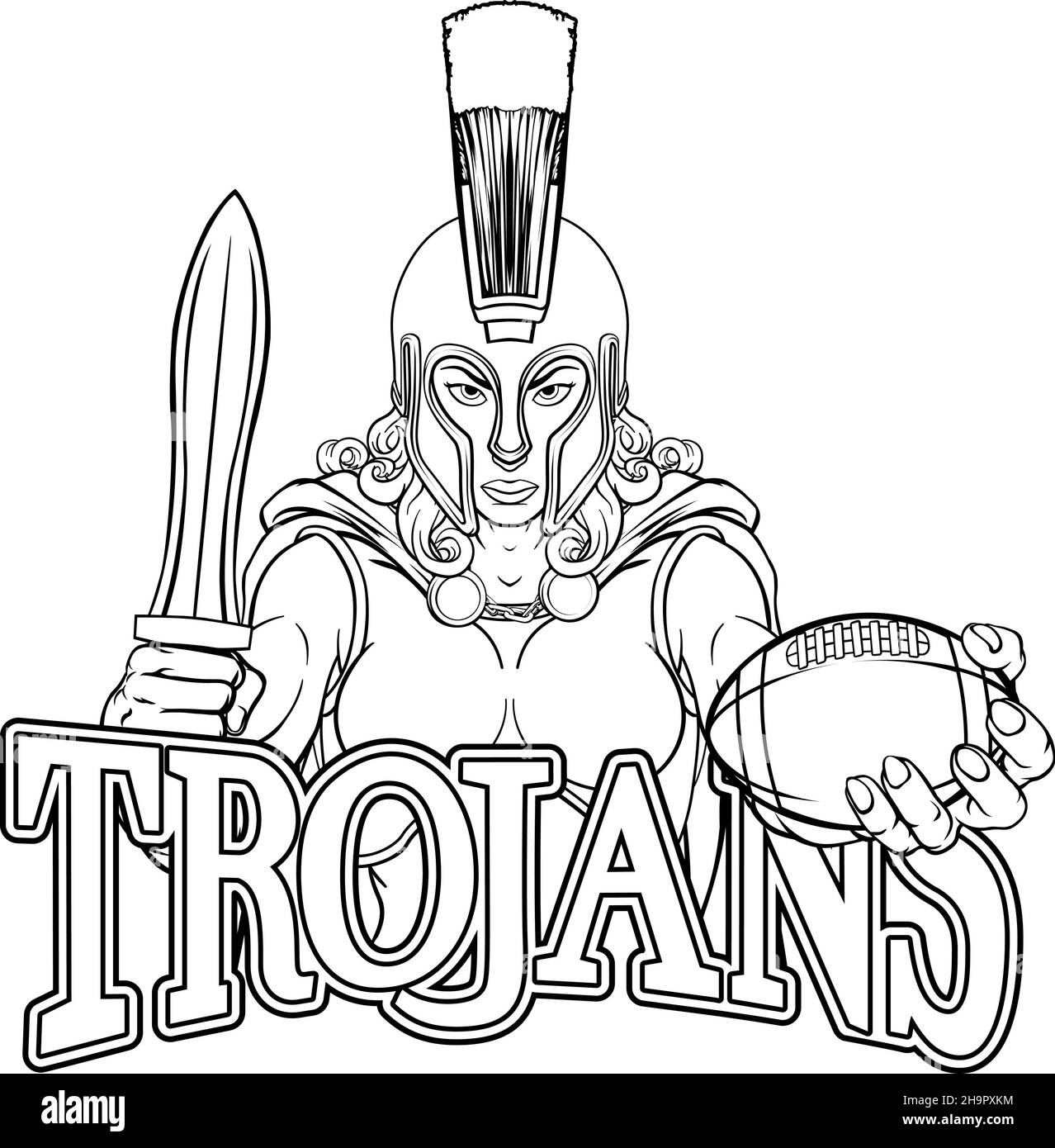 Spartan Trojan Gladiator Fußball Kriegerin Stock Vektor
