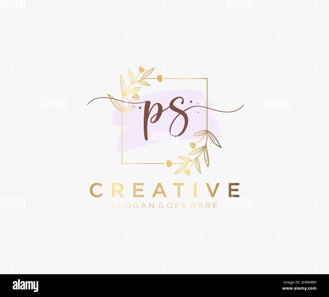 Feminines PS-Logo. Verwendbar für Natur, Salon, Spa, Kosmetik und Beauty Logos. Flaches Vektor-Logo-Design-Template-Element. Stock Vektor
