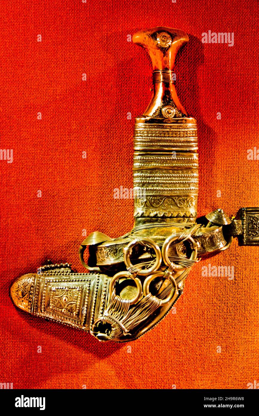 Scimitar, Khandjar, Bait Al Zubair Museum, Maskat, Oman Stockfoto