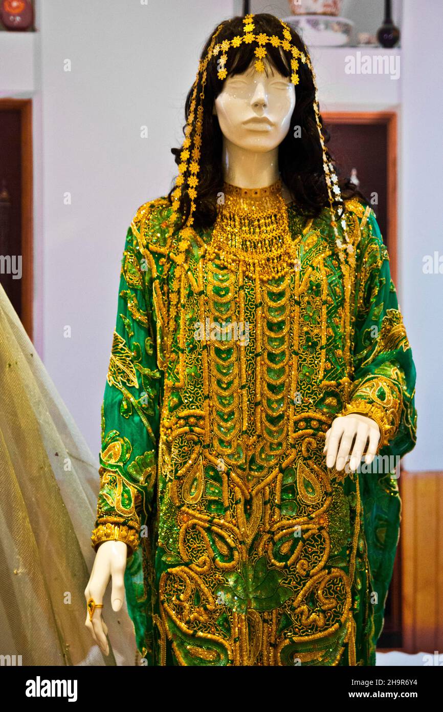 Frauenkostüme, Bait Al Zubair Museum, Maskat, Oman Stockfoto