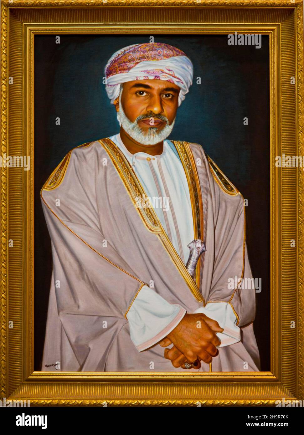 Gemälde von Sultan Qaboos, Bait Al Zubair Museum, Maskat, Oman Stockfoto