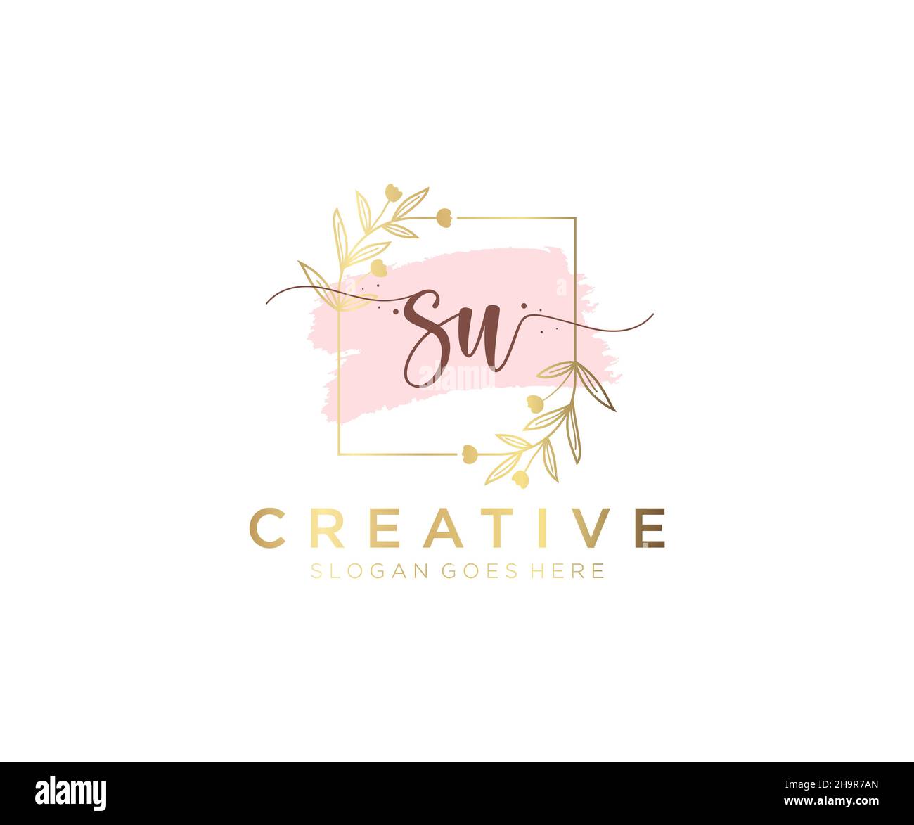 SU feminines Logo. Verwendbar für Natur, Salon, Spa, Kosmetik und Beauty Logos. Flaches Vektor-Logo-Design-Template-Element. Stock Vektor