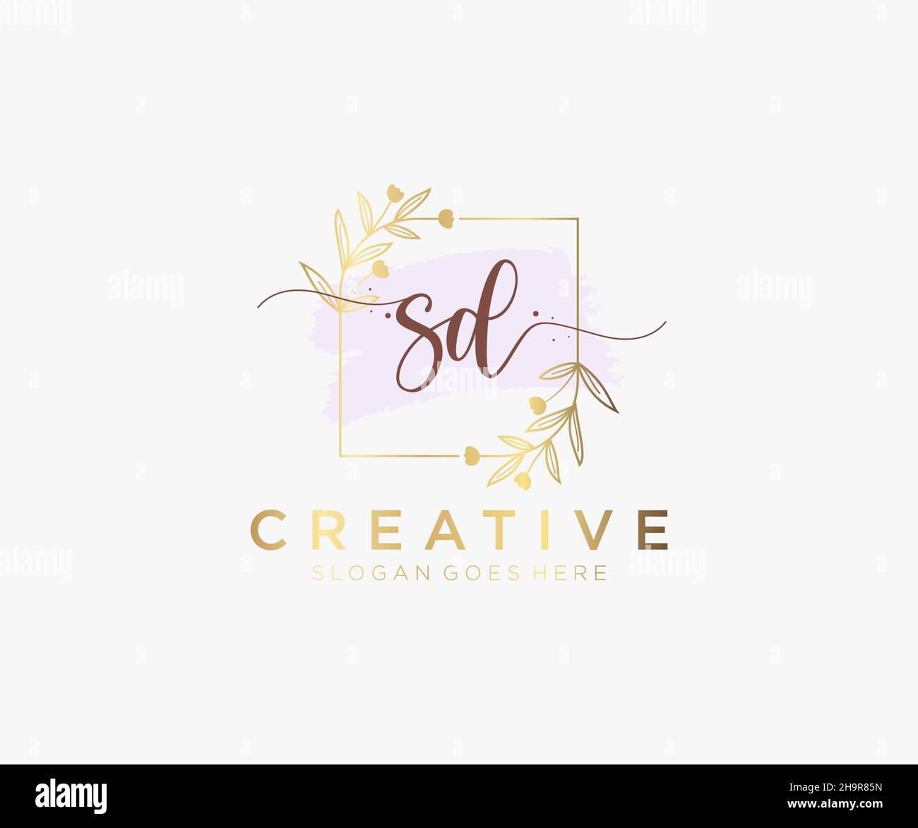 Feminines SD-Logo. Verwendbar für Natur, Salon, Spa, Kosmetik und Beauty Logos. Flaches Vektor-Logo-Design-Template-Element. Stock Vektor