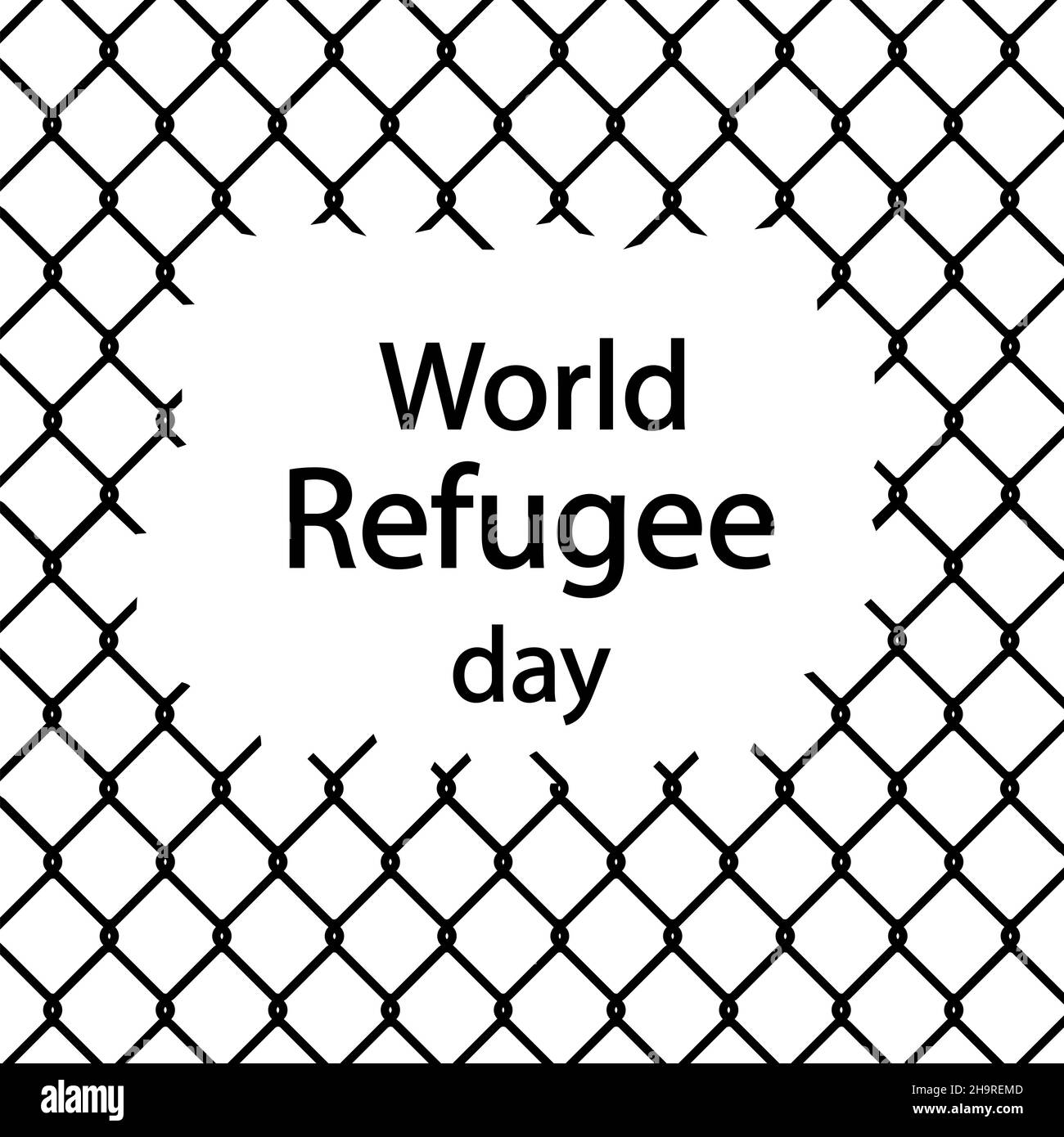 Weltflüchtlingstag. Gittersilhouette. Stock Vektor
