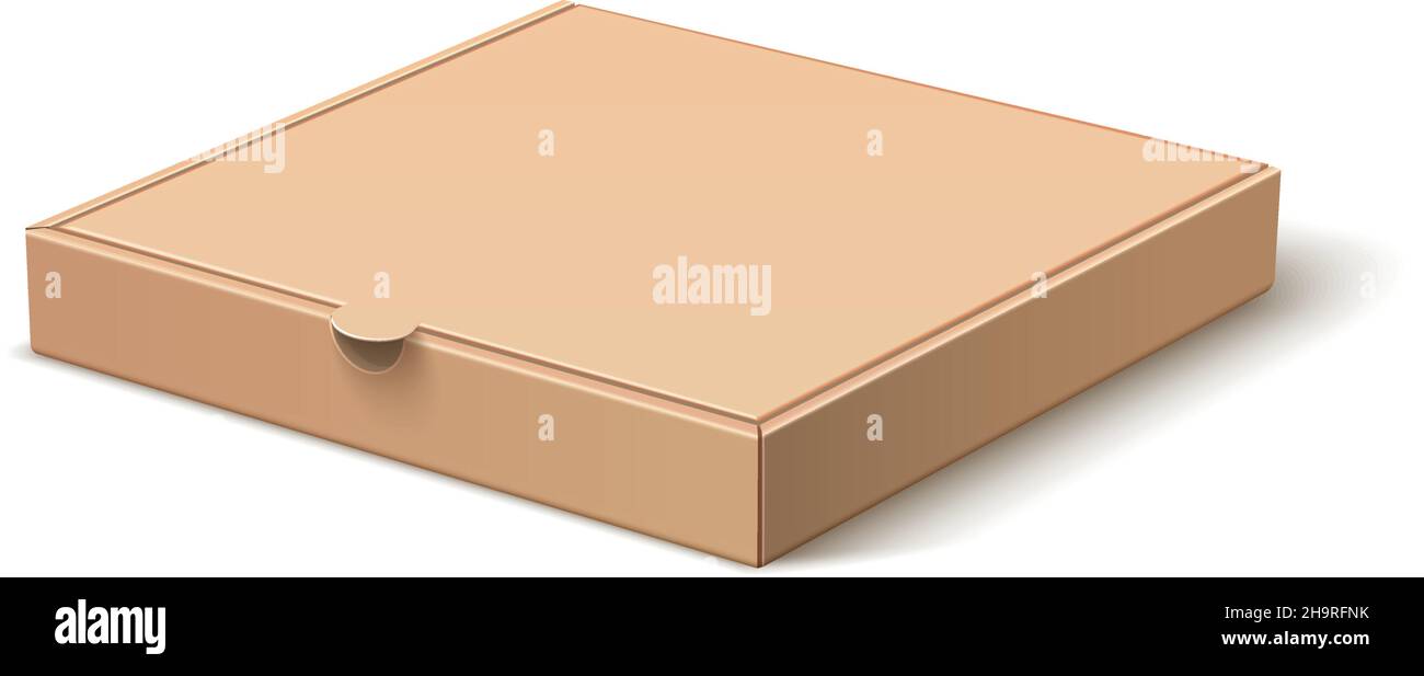 Geschlossene Pizzabox. Realistisches Papppaket. Leeres Modell Stock Vektor