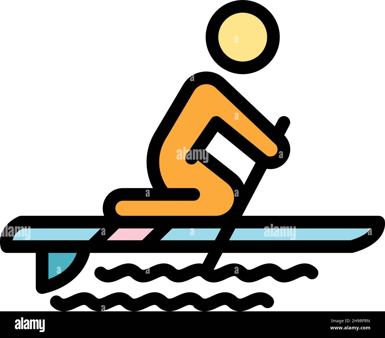 Symbol für das Surfen im Ozean. Umriss Ozean sup Surfen Vektor Symbol Farbe flach isoliert Stock Vektor