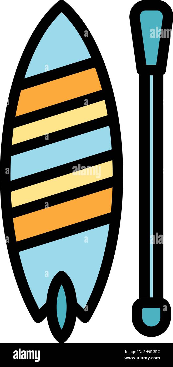 SUP-Surf-Paddle-Symbol. Kontur sup Surfen Paddel Vektor Symbol Farbe flach isoliert Stock Vektor