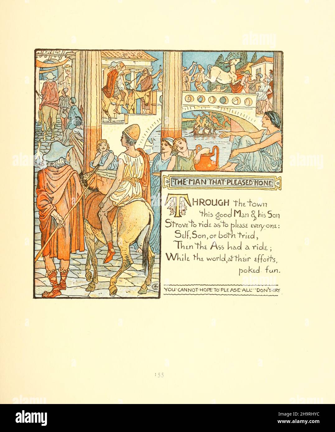 The man That Pleased None from Triplets : die Oper des Babys, der Blumenstrauß des Babys und die eigene Æsop des Babys ( Aesp ) sind die in Reimen kondensierten Fabeln mit portablen Moral, die von Walter Crane bildhaft dargestellt wird. Von Walter Crane, Lucy Crane und Edmund Evans in Farben graviert und gedruckt, Veröffentlicht 1899 Stockfoto