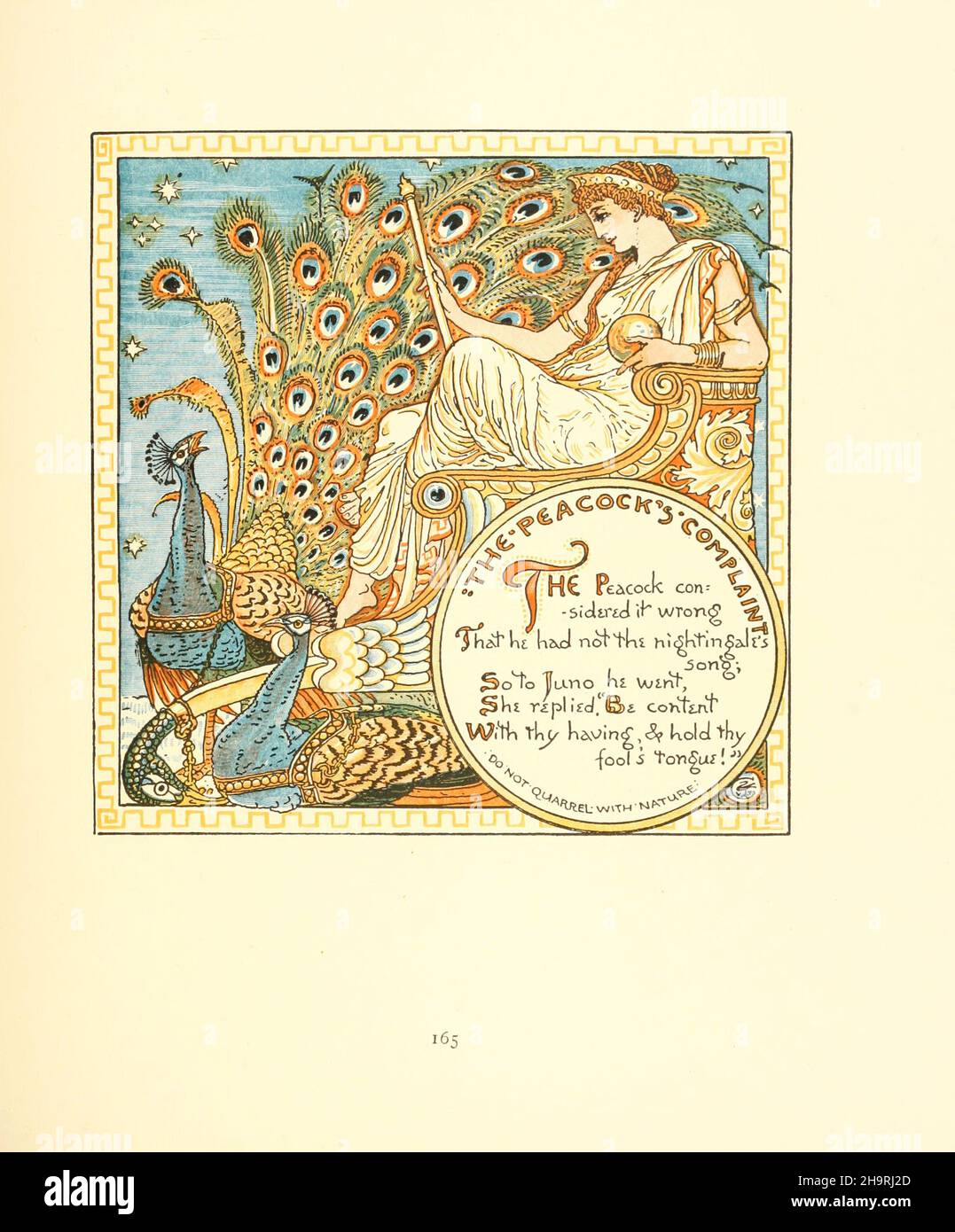 Die Beschwerde des Pfaus von Triplets : bestehend aus, die Oper des Babys, der Strauß des Babys, und die eigene Æsop des Babys ( Aesp ) sind die Fabeln in Reim mit tragbaren Moral kondensiert bildhaft von Walter Crane. Von Walter Crane, Lucy Crane und Edmund Evans in Farben graviert und gedruckt, Veröffentlicht 1899 Stockfoto