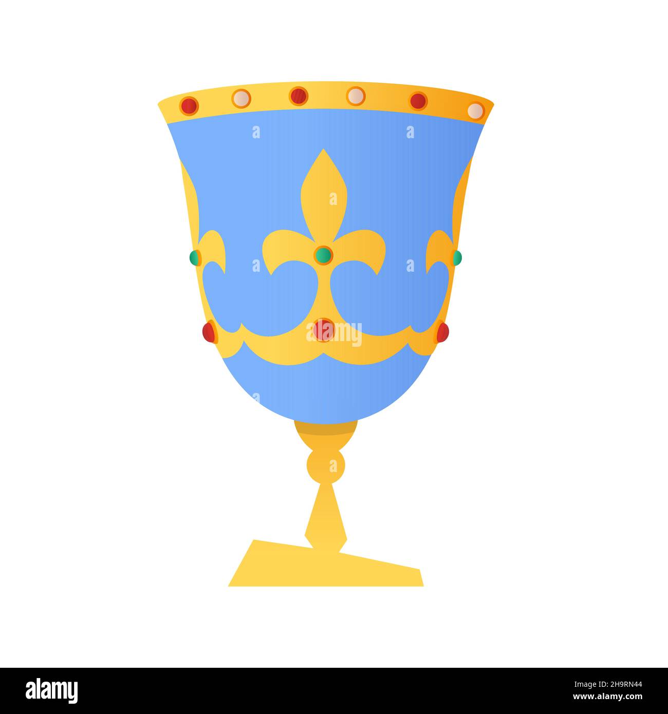 Royal Cup - modernes flaches Design-Stil einzelnes isoliertes Objekt. Ordentlich detaillierte Bild von teuren Geschirr mit Gold verziert. Eine Tasse, die der Monarch Co Stock Vektor