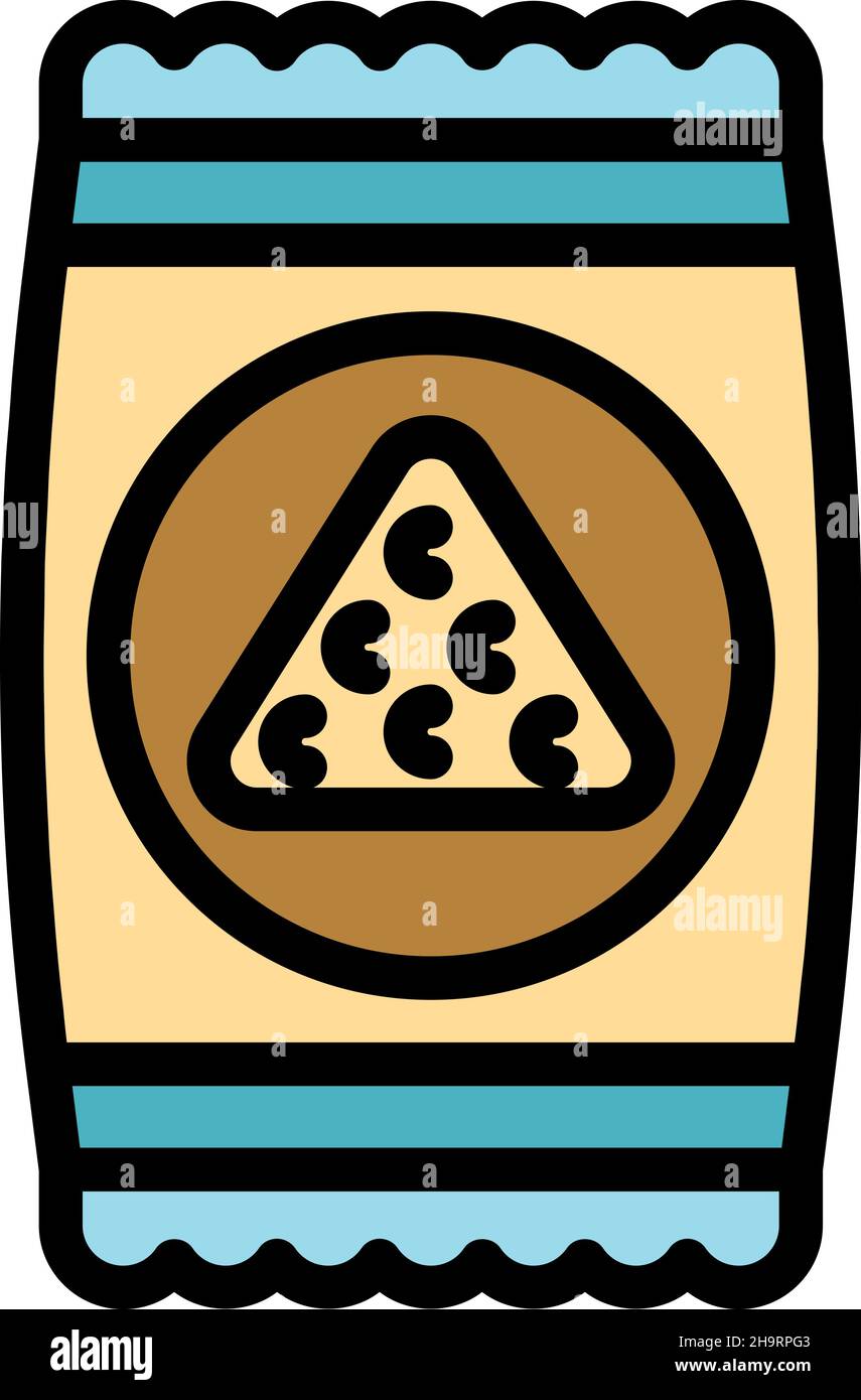 Symbol „Nachos verpacken“. Umriss Paket Nachos Vektor Symbol Farbe flach isoliert Stock Vektor