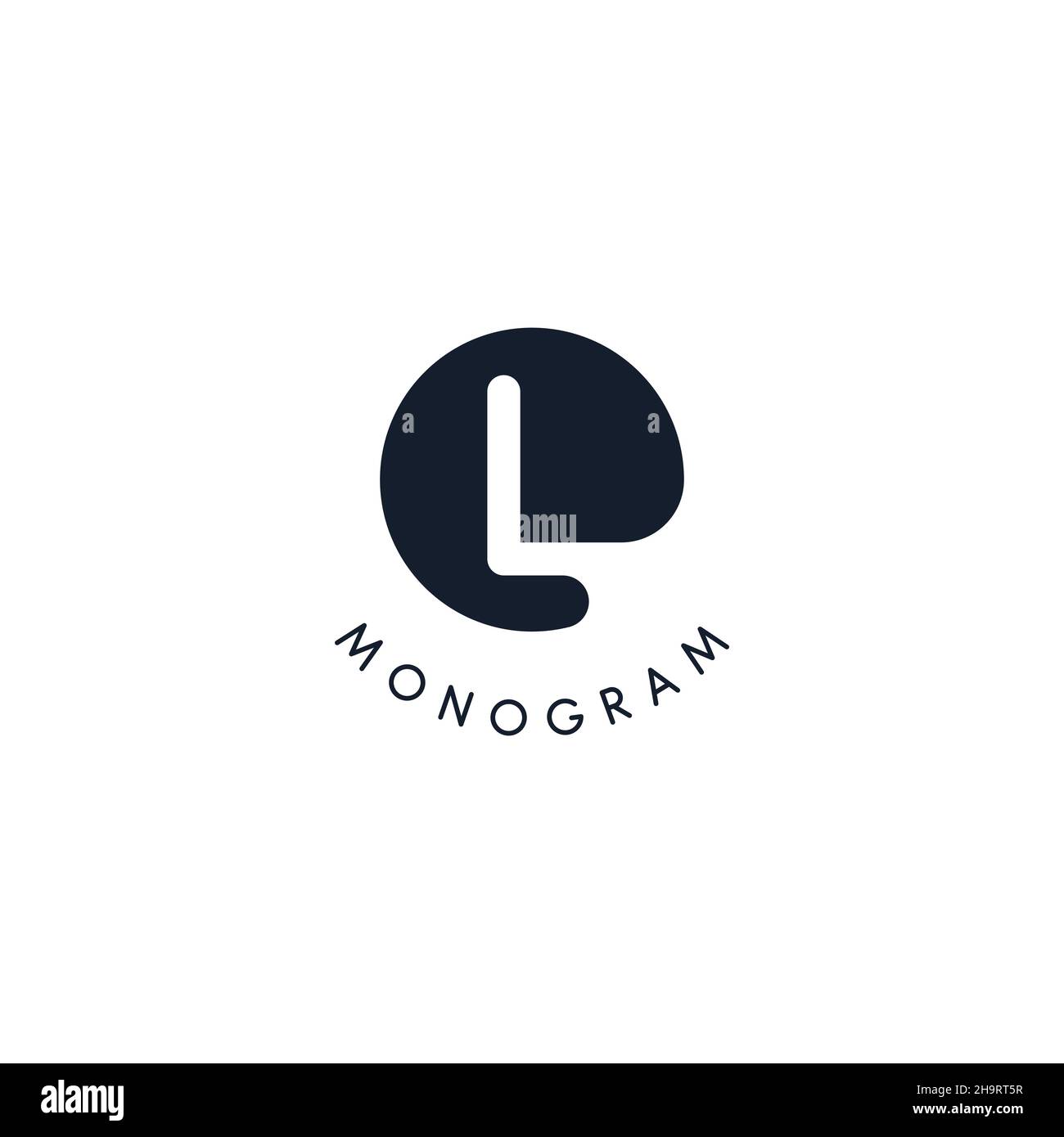 Schwarzes Logo mit ausgeschnittener Silhouette des Buchstabens L, rundes Monogramm für Business und Branding. Moderner Vektor-Logotyp, Kreisabzeichen negativer Raum-Stil Stock Vektor