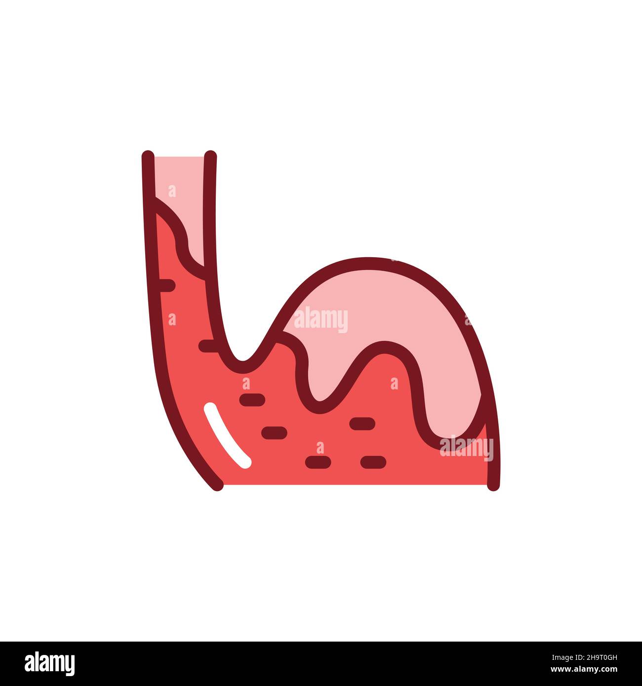 Liniensymbol für gastroösophageale Refluxkrankheit. Isoliertes Vektorelement. Stock Vektor