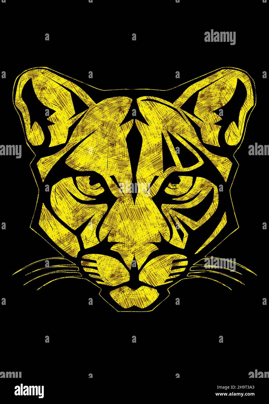 PUMA Kopf abstrakte Tribal Tattoo Stil Kunst Stockfoto