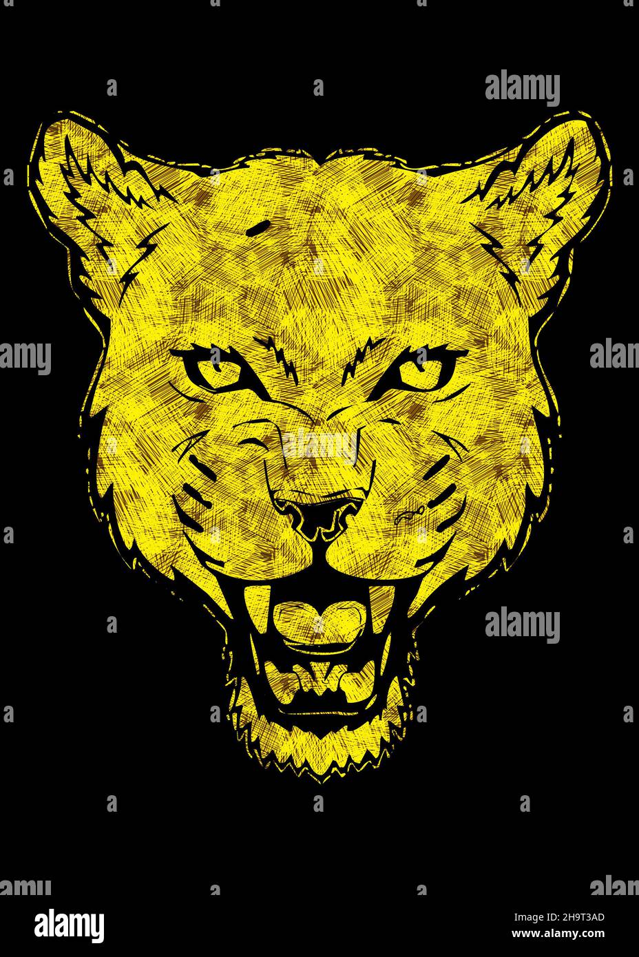 Jaguar Abstrakte Tribal Tattoo-Stil Stockfoto