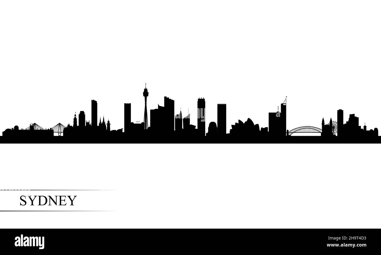 Sydney City Skyline Silhouette Hintergrund, Vektor-Illustration Stockfoto
