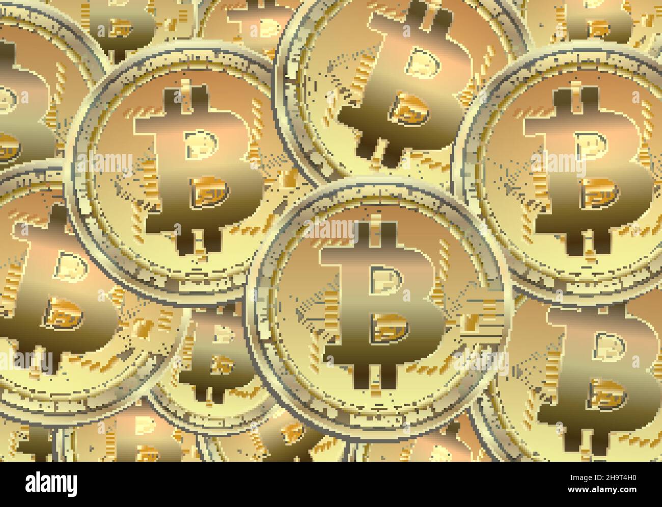 Bitcoin Hintergrund, Goldmünzen Vektor Stock Vektor