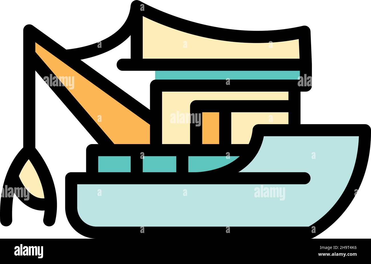 Symbol für Angelboot-Werkzeuge. Umriss Angelboot Werkzeuge Vektor Symbol Farbe flach isoliert Stock Vektor