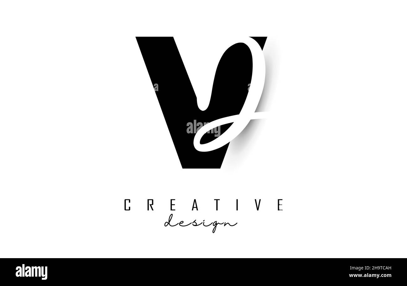 Buchstaben VD-Logo in minimalistischem Design. Buchstaben V und D mit geometrischer und handschriftlicher Typografie. Kreative Vektor-Illustration mit Buchstaben. Stock Vektor