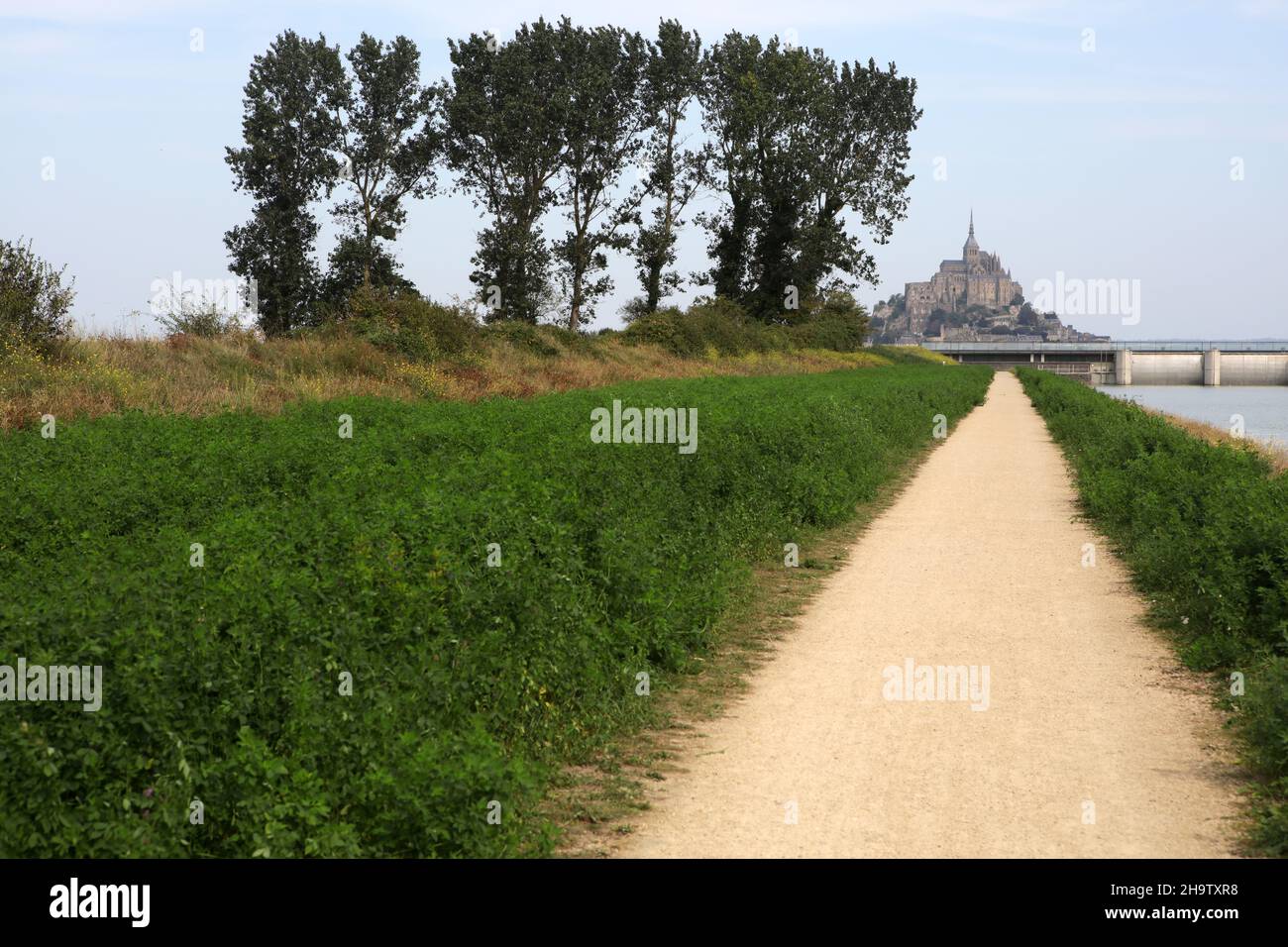 Wanderweg entlang des Flusses Le Couesnon - Mont-Saint-Michel - Manche - Normandie - Frankreich Stockfoto