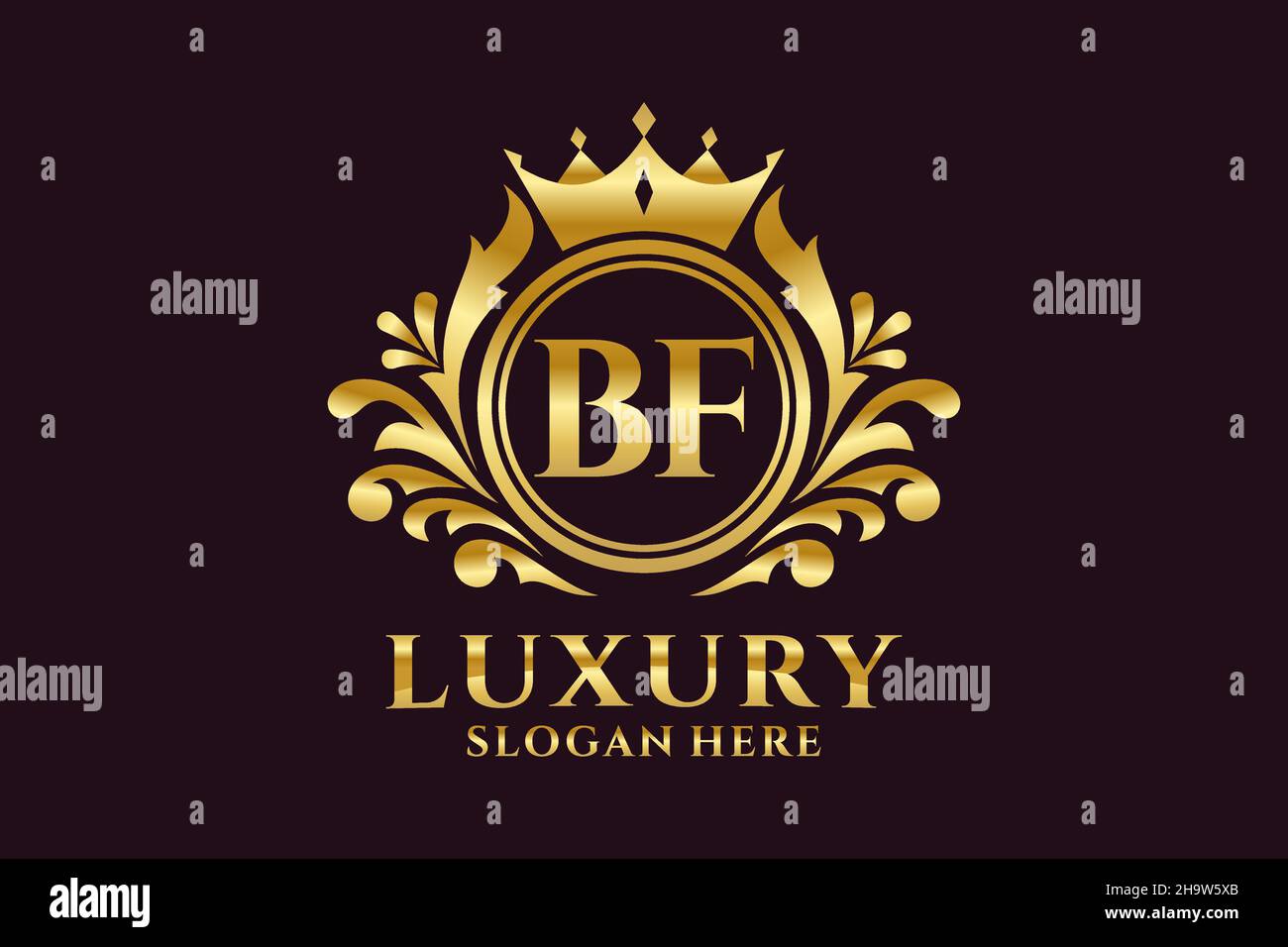 BF Letter Royal Luxury Logo-Vorlage in Vektorgrafik für luxuriöse Branding-Projekte und andere Vektorgrafik. Stock Vektor